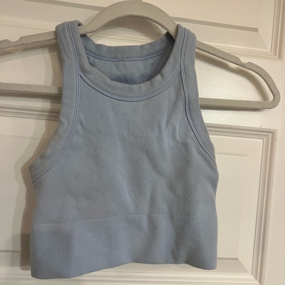All Light Blue Ribbed Racerback Crop Bralette - Picture 3 of 3